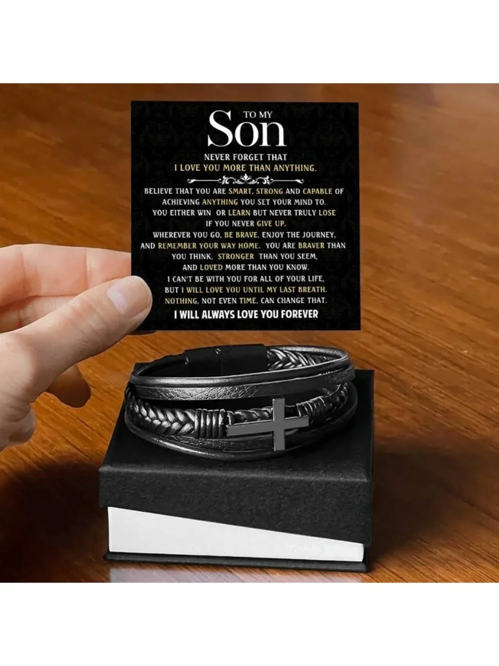 Heartfelt Cross Bracelet for Son - Elegant Gift from Parents for Graduation